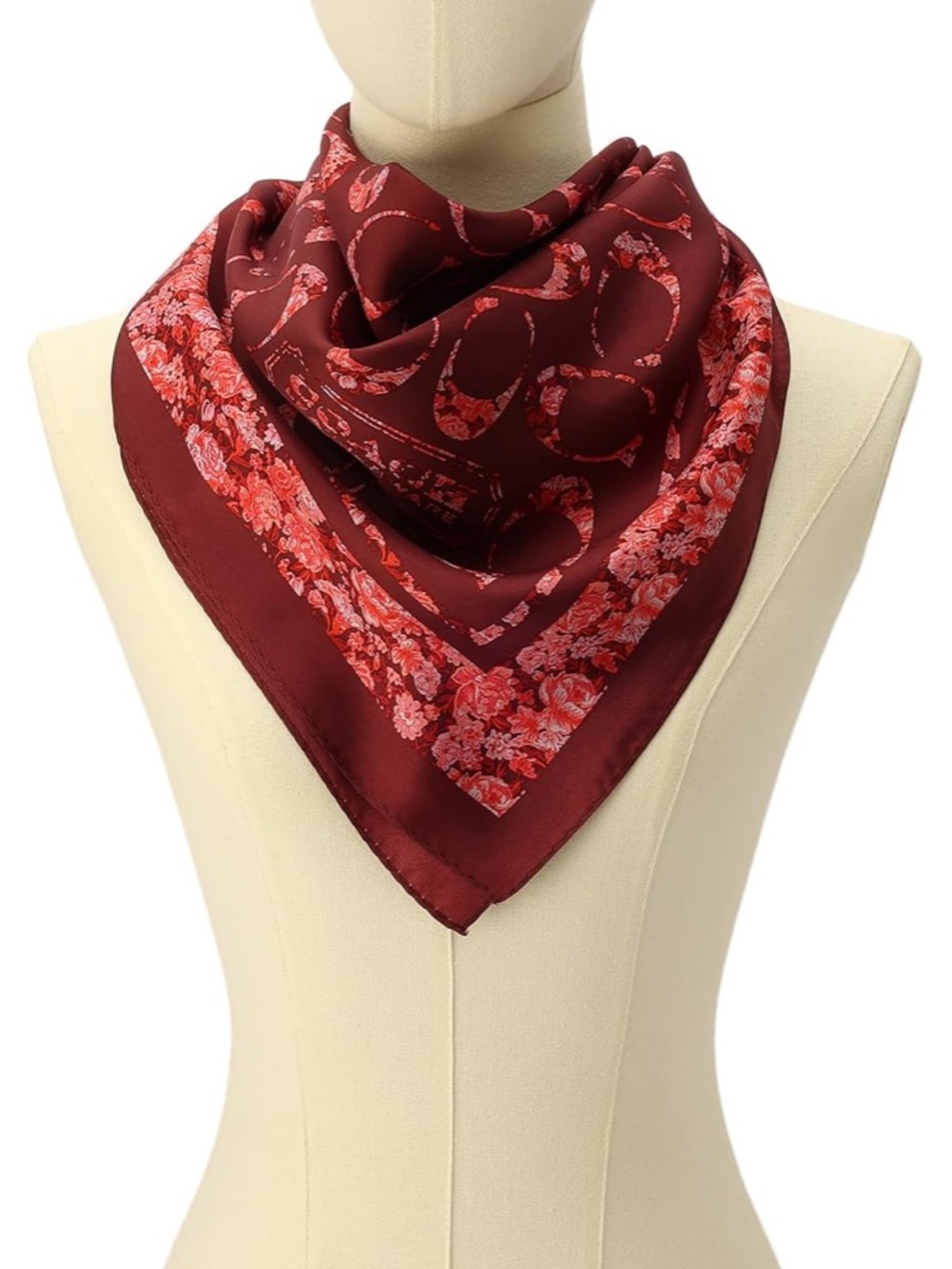 New Coach Silk Signature C Rose Print Meadow Floral Scarf